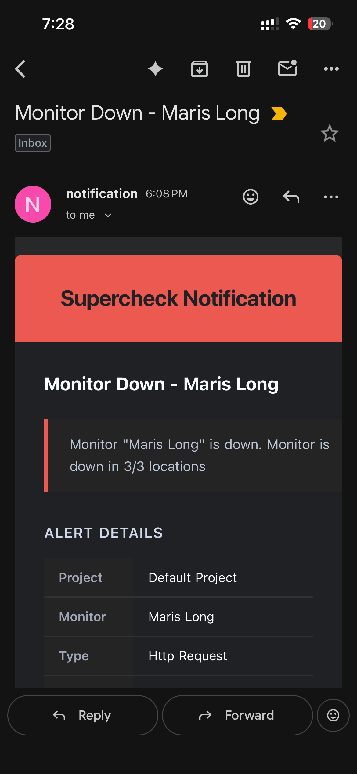 Monitor Alert Email