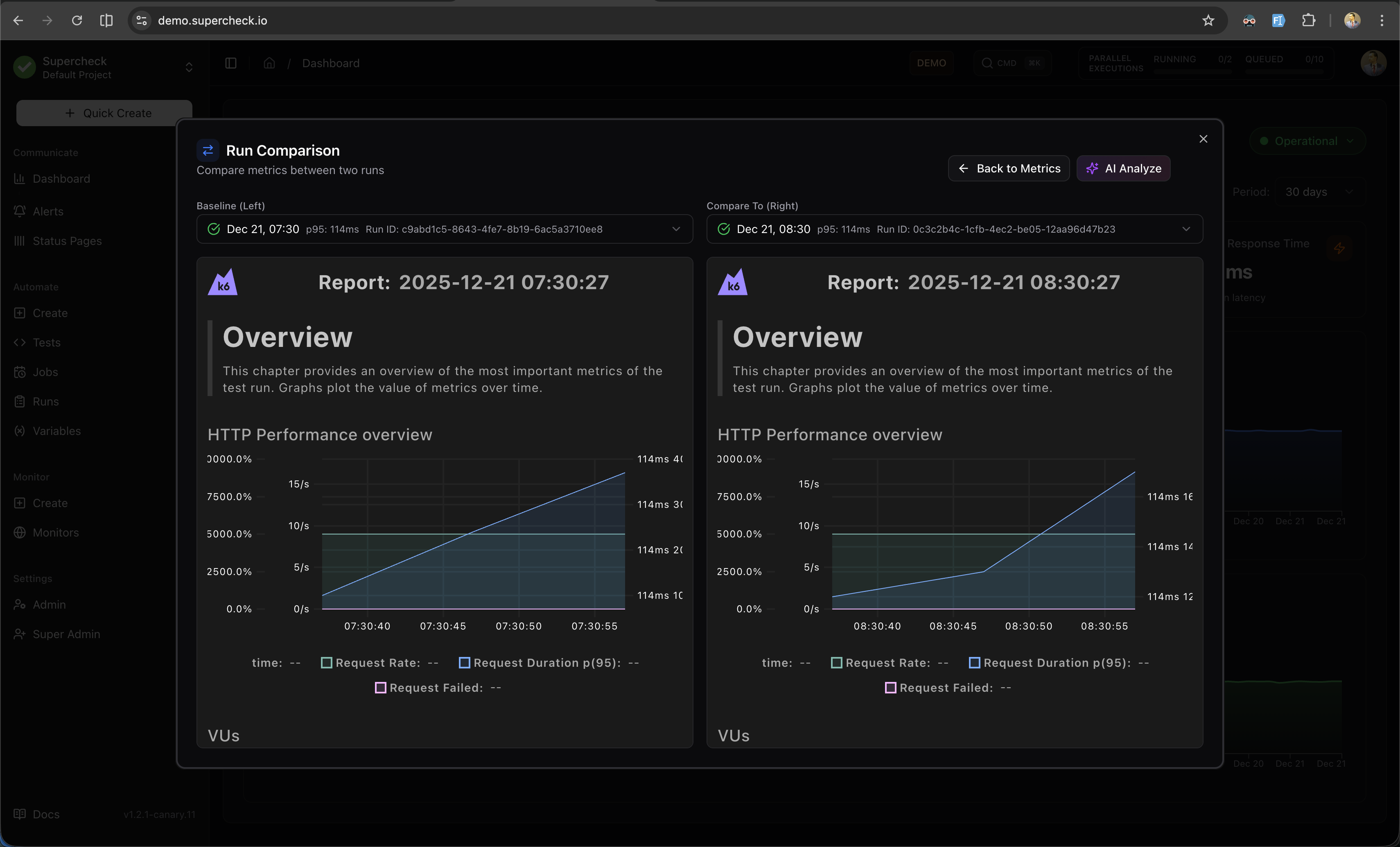 K6 Report Comparison