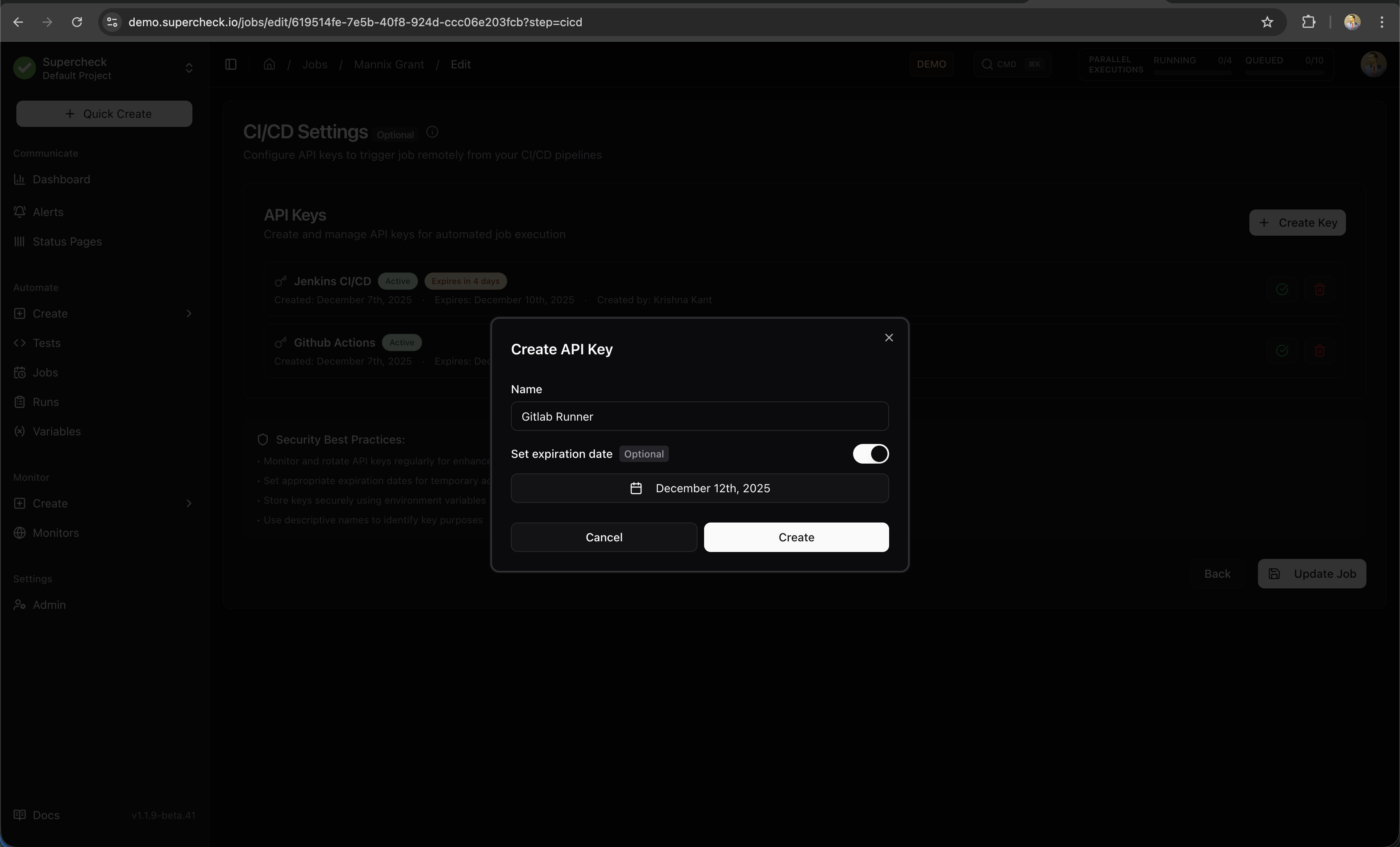 CI/CD Tab
