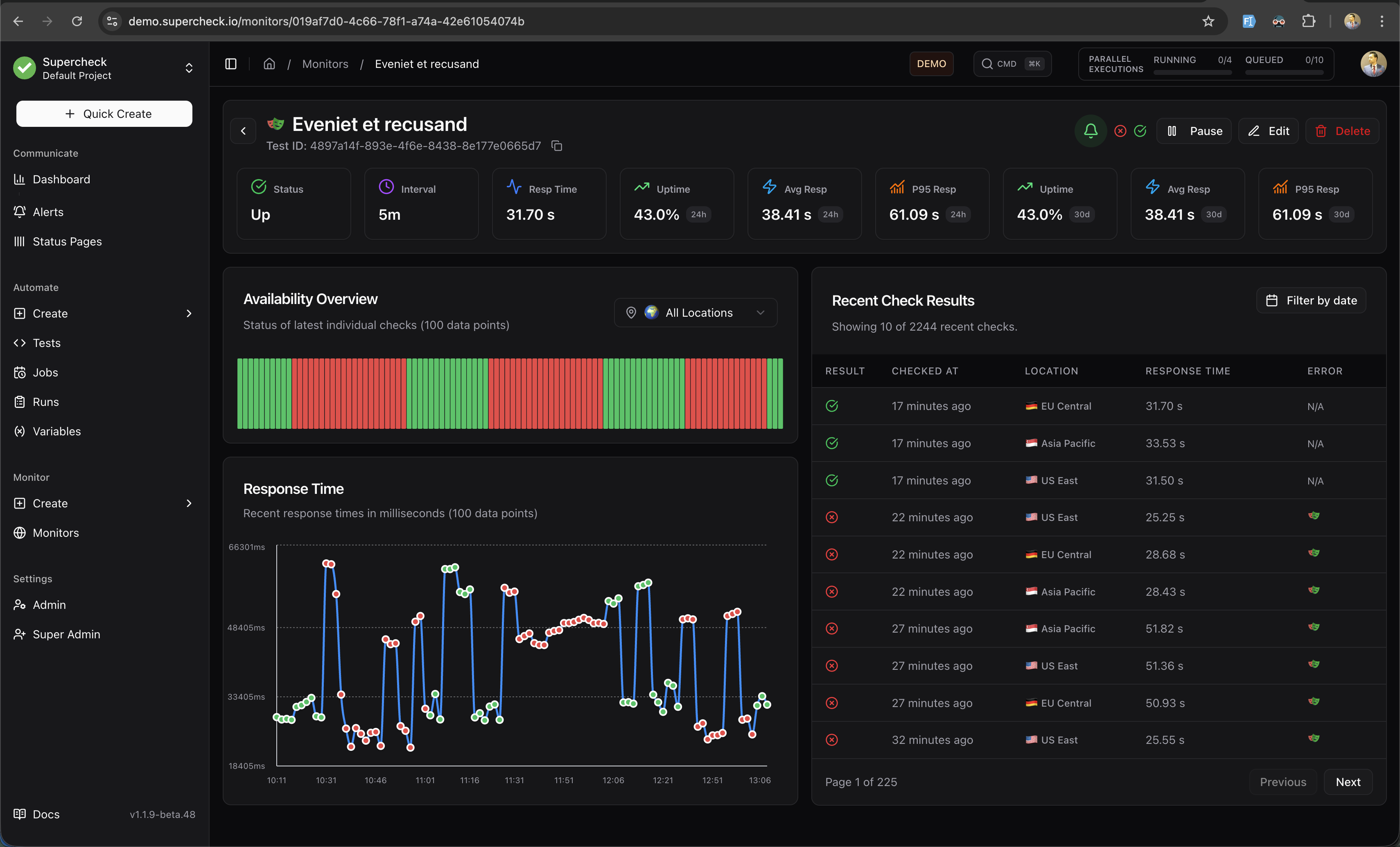 Monitor Details Page